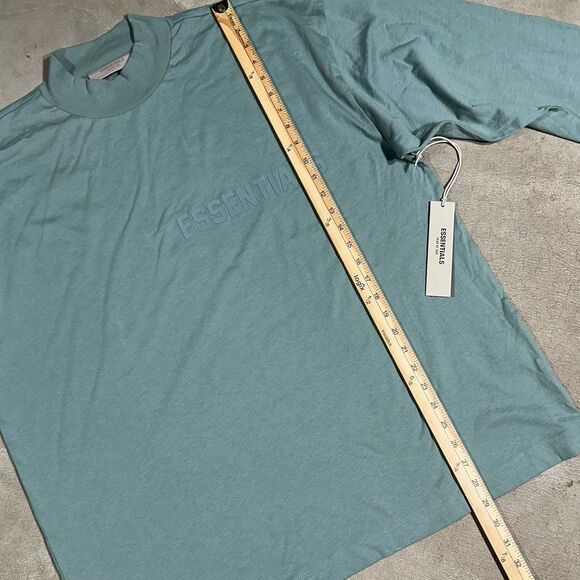 FEAR OF GOD Shirt Mens M Sycamore ESSENTIALS Oversized Mock Long Sleeve NEW - Picture 8 of 9